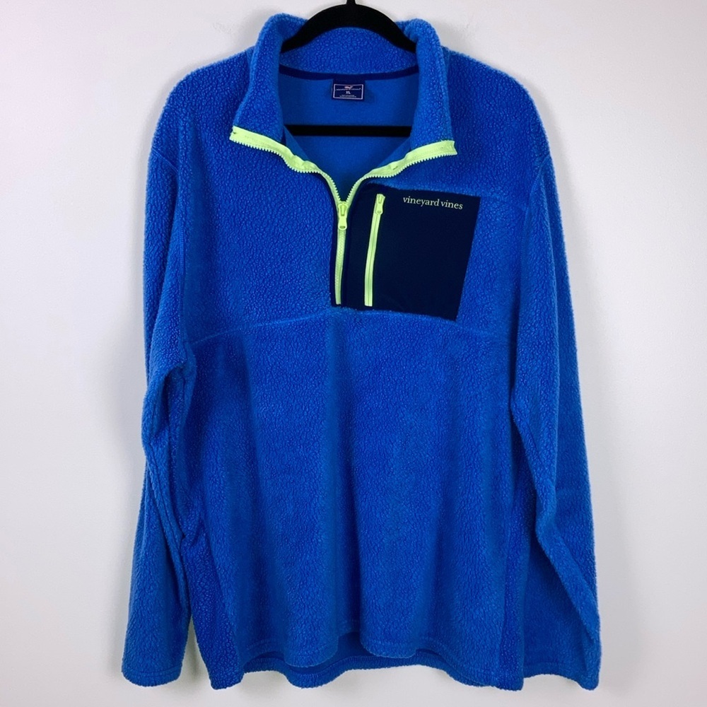 Vineyard Vines Sherpa Fleece Quarter Zip Pullover Men’s Size XL Blue Jacket